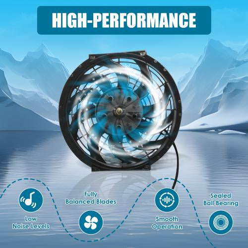 supermodcity 12" Universal Slim Fan Push Pull Electric Radiator Cooling 12V 80W w/ Mount Kit