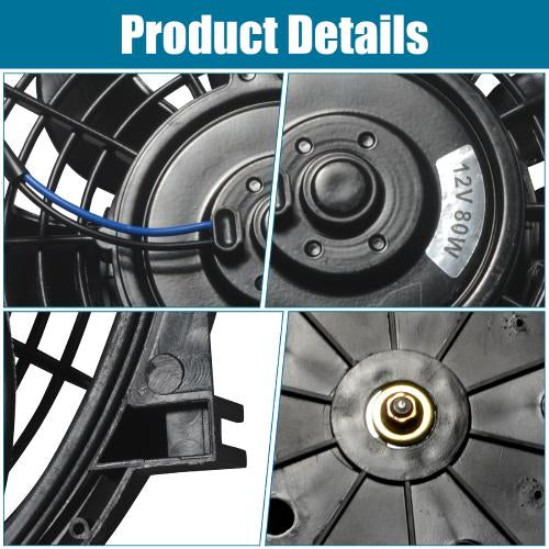 supermodcity 12" Universal Slim Fan Push Pull Electric Radiator Cooling 12V 80W w/ Mount Kit