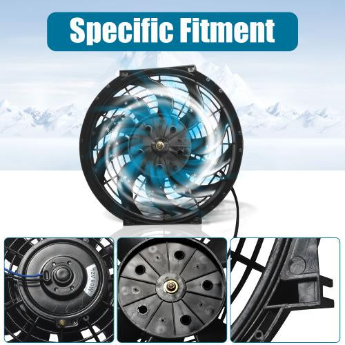supermodcity 12" Universal Slim Fan Push Pull Electric Radiator Cooling 12V 80W w/ Mount Kit