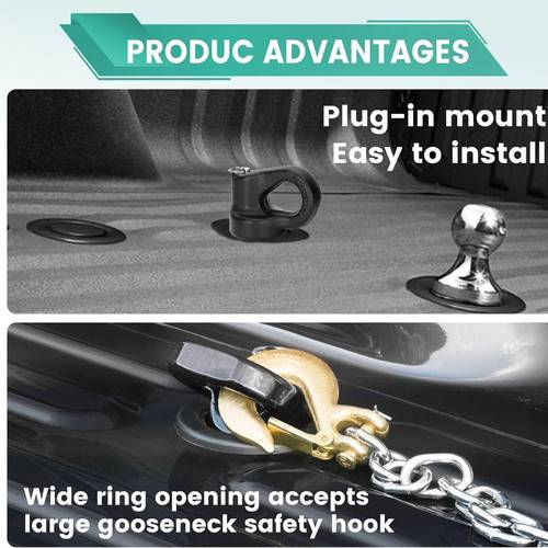 supermodcity NEW 60692 Puck System 2-5/16" Gooseneck Ball & Safety Chain Anchor Kit 30K