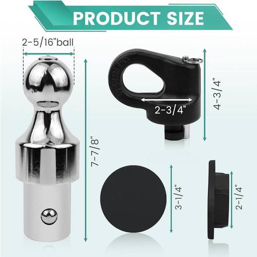supermodcity NEW 60692 Puck System 2-5/16" Gooseneck Ball & Safety Chain Anchor Kit 30K